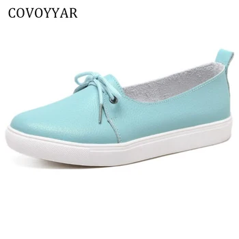 

COVOYYAR 2019 Comfort Women Sneakers Platform Lace Up Women Flats Spring Autumn Solid Casual White Shoes Plus Size 40 WSN634
