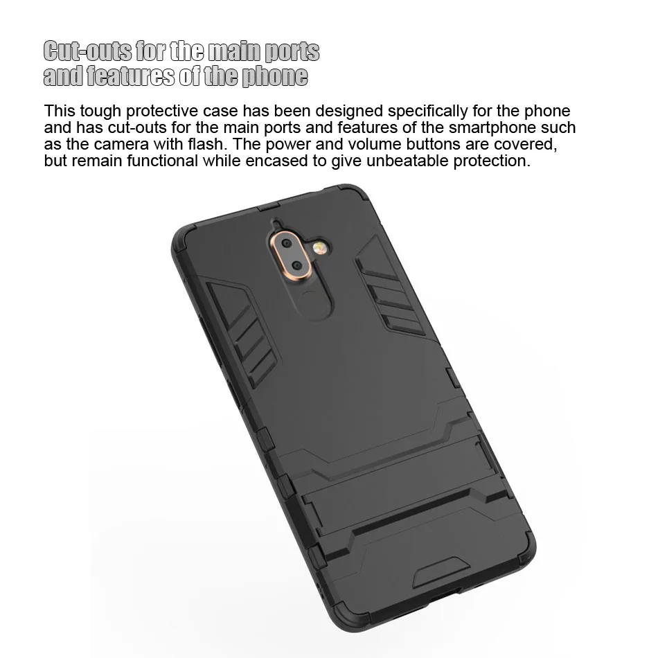 Защитный чехол для Nokia 2 1 3 5 6 7 Plus 8 X5 X6 X7 PC + TPU в подножка Fundas Coque противоударные