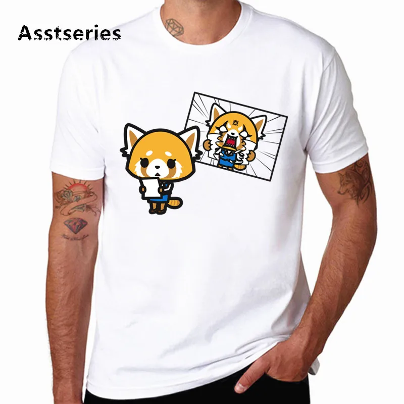 Aggretsuko aggression Retsuko Harajuku футболка с круглым вырезом Fck You панковская Футболка с принтом Повседневная футболка с короткими рукавами уличная HCP4589