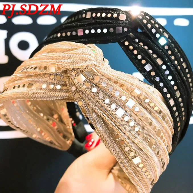 Comprar Nuevo Gliter cintas para el pelo de encaje Europa Star Show lujo strass bandas para el cabello moda Bling Gauze accesorio para el cabello regalo chica