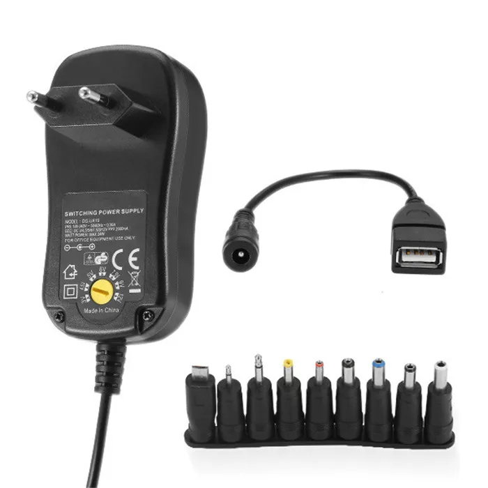 3-12V Universal 10 Selectable Charger Adapter Multi Voltage Switching Micro USB Plug Power Supply