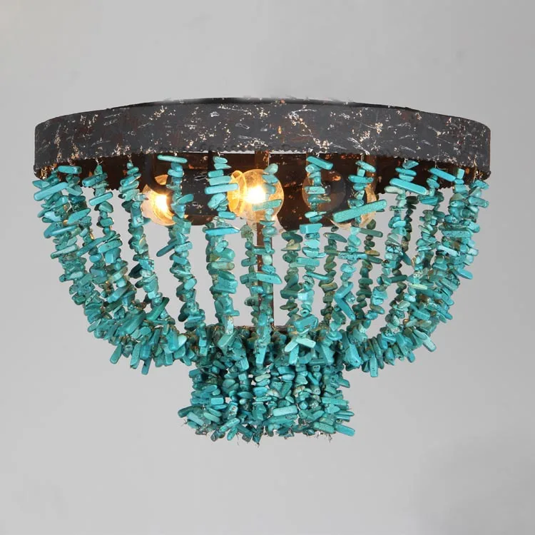 

blue stone retro old iron door lamp round ceiling lamps bedroom corridor aisle balcony blue stone ceiling light ZA92011