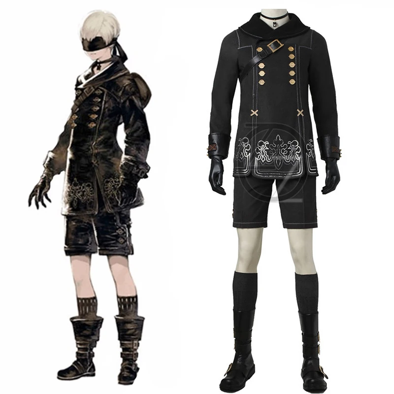Костюм для косплея NieR Automata 9S мужской комплект вечерние с чокером маской глаз и