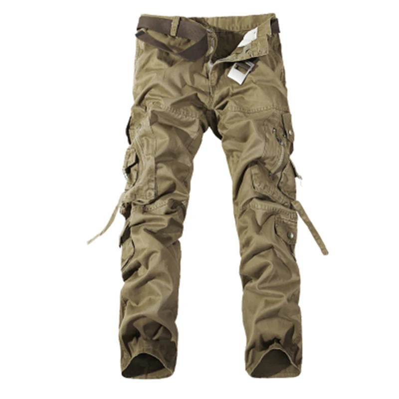Новое поступление, армейские брюки-карго в Военном Стиле, мужские шаровары с несколькими карманами, горячая распродажа, джоггеры, Харадзюку, уличная одежда, повседневная одежда - Цвет: Khaki