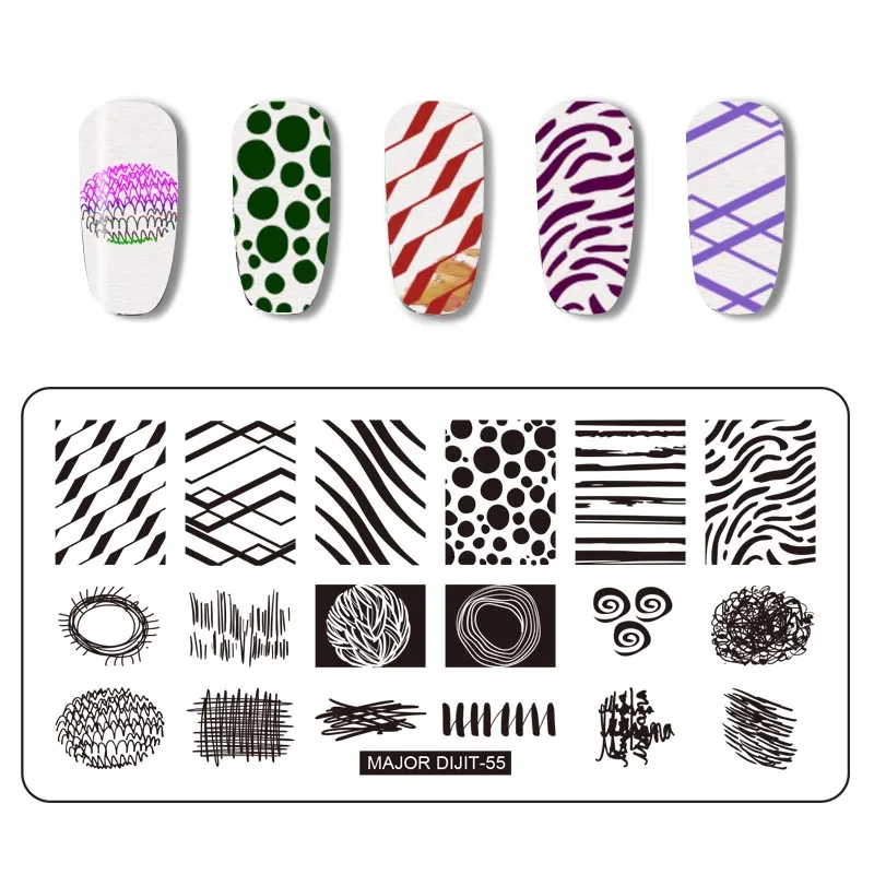 Major Dijit Граффити стиль ногтей шаблоны для стемпинга прямоугольник маникюрный дизайн пластина с изображениями для нейл-арта трафарет - Цвет: Major Dijit55