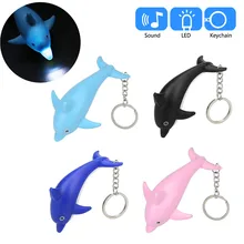 Новая мини игрушка-фонарик брелок светодиодный светильник портативный Дельфин светящийся звук вспышка светильник брелок подарок_ Z218