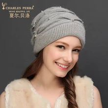 Charles Perra, женские вязаные шапки, Осень-зима, двухслойная утолщенная шерстяная шапка, теплая, защита ушей, повседневные женские шапочки 8311