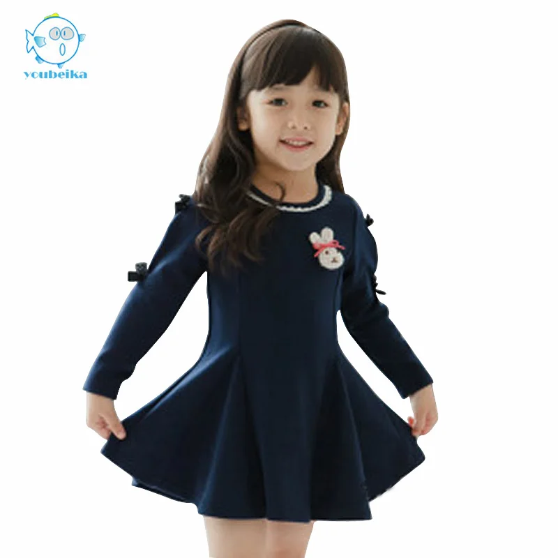 Цена Детская одежда для девочек 2016 Платье для маленьких девочек осень зима одежда с длинными рукавами Дети Платья для женщин для девочек; новинк...