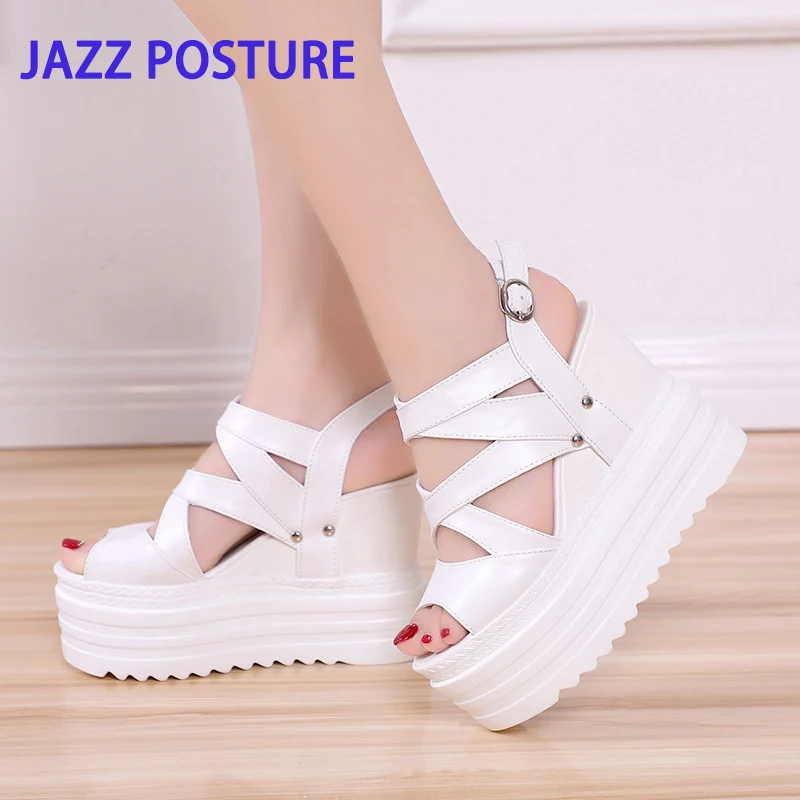 

Increase ladies sandals summer 2019 flat sandals high heels women's shoes with ladies sandals casual shoes white black y236