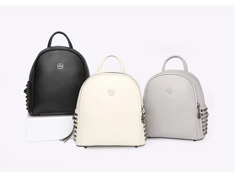 Fashion Women Backpack Ladies Handbag Shoulder Bag Leisure Upscale Genuine Leathe Bag With Rivet protection For Girl College Bag         H51940151-1 (5)