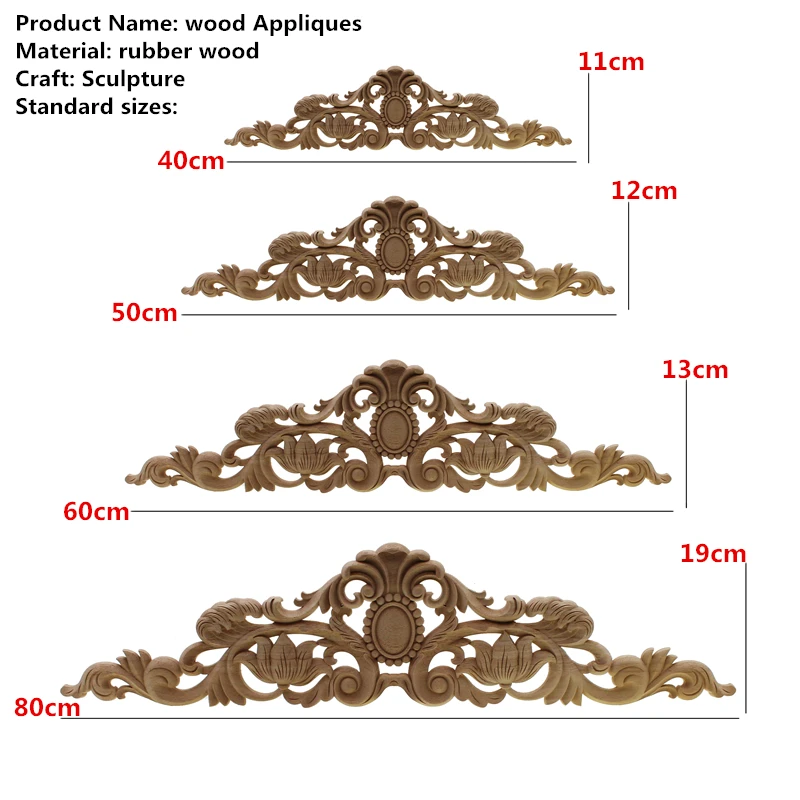 Rectangle Carving Natural Wood Appliques For Furniture Cabinet Unpainted Wooden Mouldings Decal Vintage Home Decor Decorative ornament crafts wooden figurine crafts glass fruit pendants