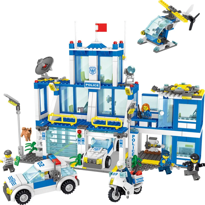 

730pcs Compatible Legoinglys Police Station Prison Building Blocks City Policeman Figures Bricks Educational Toys For Children
