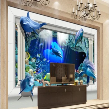 

beibehang wall papers home decor behangCustom large mural dreamy underwater world 3d palace children's room wallpaper vinyl wall