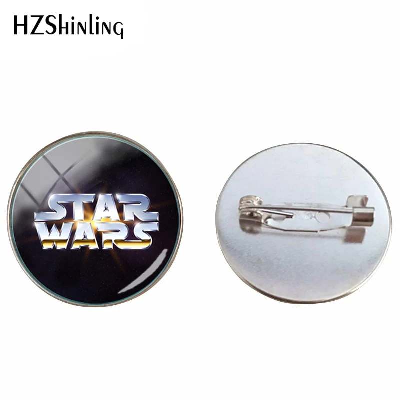 

2018 New Star Wars Glass Cabochon Brooch Pin Jewelry Vintage Punk Brooches for Men Glass Dome Jewelry Pins