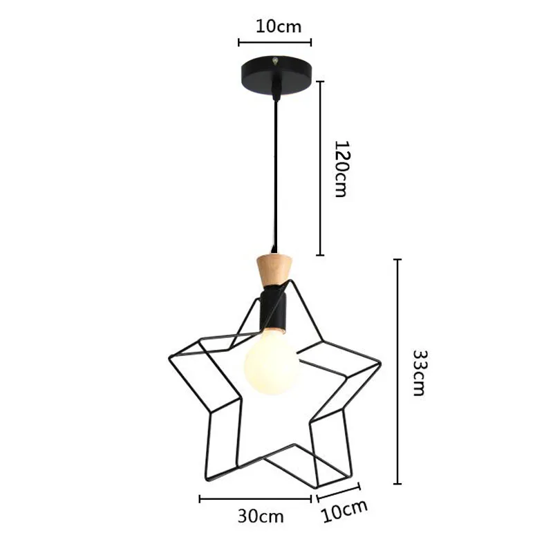 Nordic Cute Star Pendant Light Hanging Kid's Room Wood Light Kitchen Living Room Star Pendant Lamp Indoor Lights (8)
