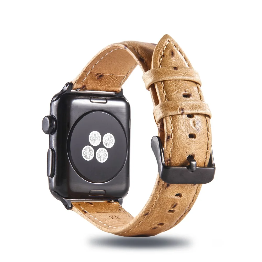 

New ostrich grain leather strap for iWatch series 3/2/1 suitable adapter for Apple wristwatch 42/38mm for Apple watch