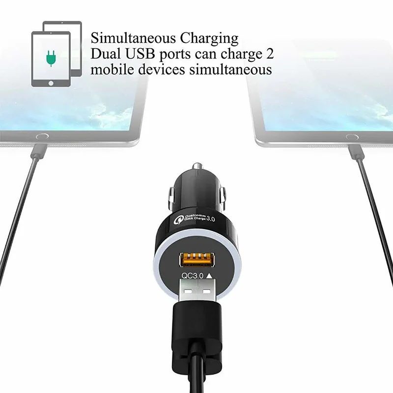 Универсальное автомобильное зарядное устройство EtopLink Quick Charge 3 0 с двумя портами