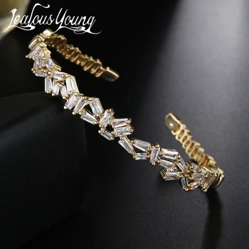 

Luxury AAA+ Zircon Bangles Rose Gold Color Bangle Best Feiend Gift Bracelets For Women Baguette Bracelets & Bangles AB118