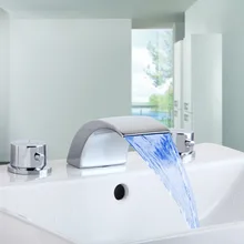 LED Ванная комната Водопад кран хромированная отделка бассейна кран смесителя Водопад кран. Ванная комната раковина стекло смесителя torneira