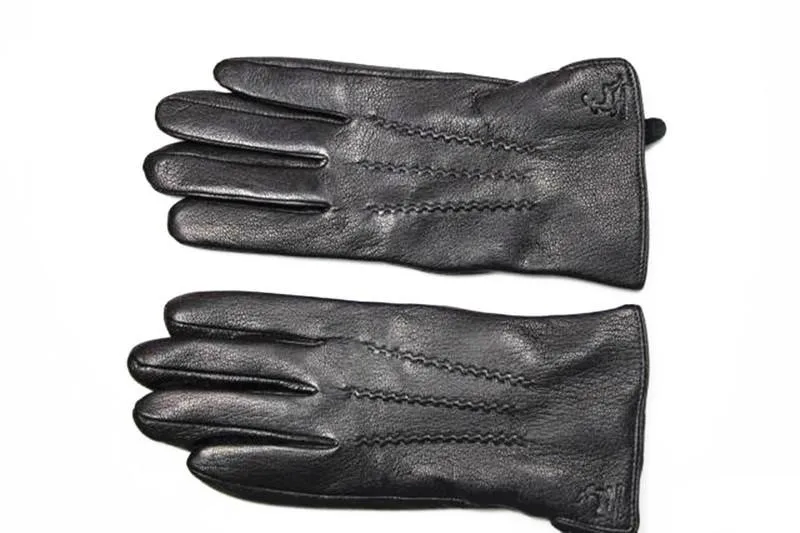 Guantes зимние перчатки мужские кожаные перчатки оленья утолщенная волна воды стиль поддельная подкладка осень и зима теплая