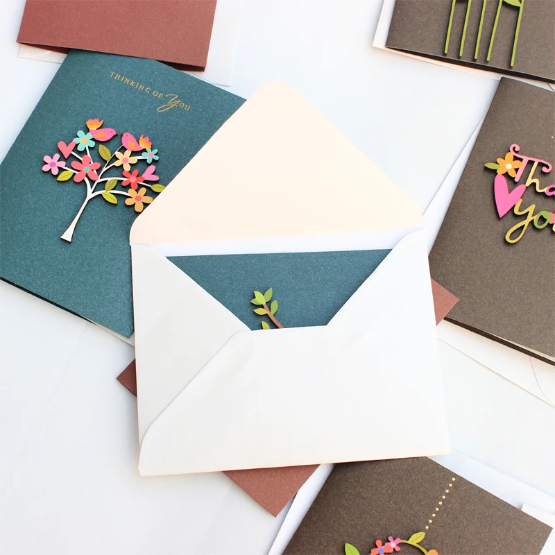 5 шт. Винтаж 3D Kraft бумага для приглашения поздравительной открытки DIY резьба по дереву цветок патч День Святого Валентина приглашение на