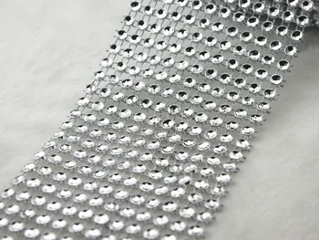 

12Row Rhinestone Mesh Ribbon Silver Diamante Wedding Table Runners Sparkle Wrap