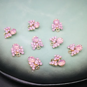 

New Pink Crystal Imitated Shell Flower Charm Pendant Flat Back Floating Charms DIY Jewelry Findings Making Crafts Accessories