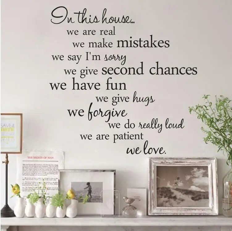 2015 Removable Pvc Wallpaper English Words In This House We