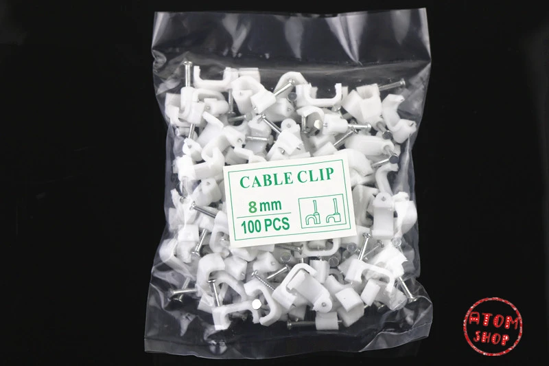 

100 PCS 8MM square Cable Wire Wall Hanging Screw Clips Cable Clips