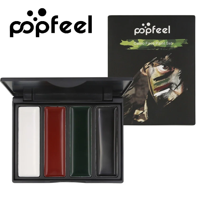 

popfeel Outdoor Face Body Paint Beauty Makeup Blusher Army Fan Rouge Oil Camo Camouflage Cosmetics Oil 2018