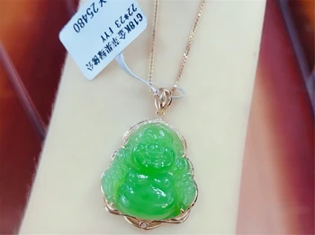 

New 18K Real gold With Certificate Natural Women Russian jasper pendant for Valentine's Day gift.