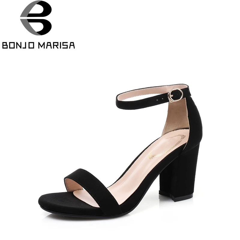 

BONJOMARISA Women's Ankle Strap Buckle Up Chunky High Heels Summer Shoes Woman Open Toe Platform Sandals Big Size 34-43
