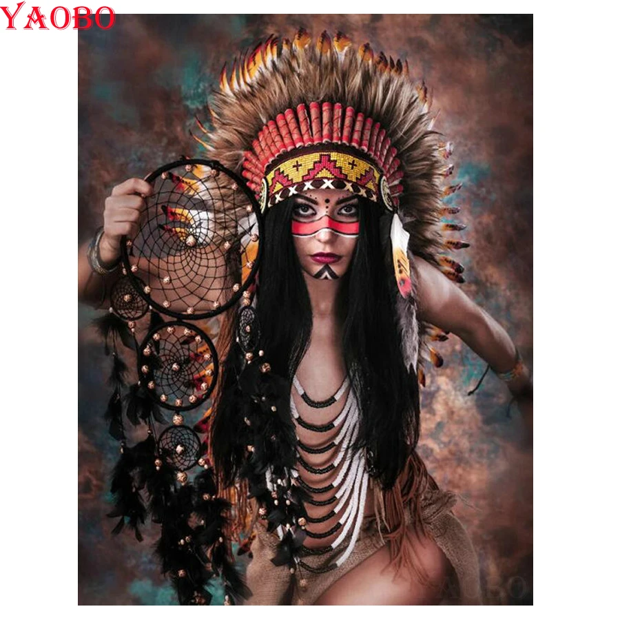 

DIY 5D Square Diamond Painting Indian woman dream catcher Cross Stitch Kits Diamond Mosaic Handmade Diamond Embroidery Patterns