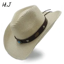 Для женщин Для мужчин соломы ковбойские шляпа с для леди джентльмен сомбреро Hombre пастушка шапки