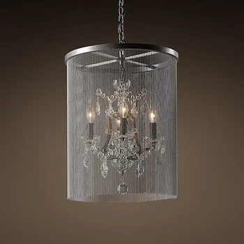 

American Pendant Lights personality simplicity bead curtain wrought iron restaurant living room bedroom pendant lamps LU725282