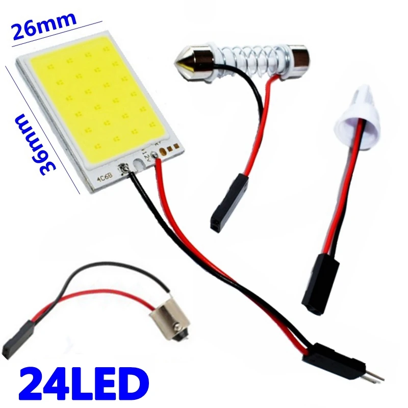 T10 W5W C5W Festoon BA9S 3 адаптера 18 24 48 чипов COB светодиодный светильник для чтения Авто