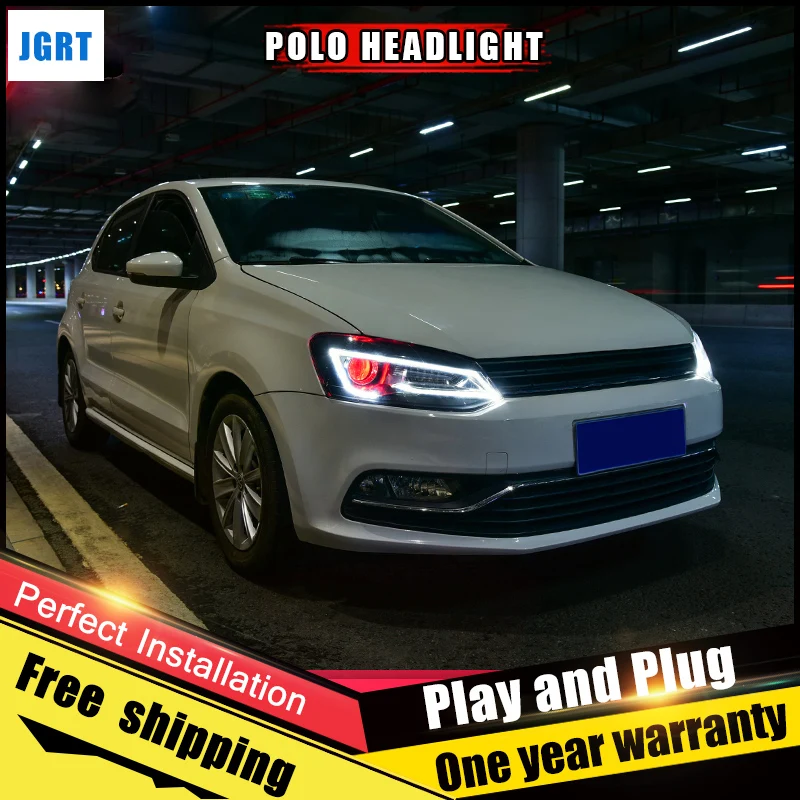 2PCS Car Style LED Headlights For VW Polo 2011 2016 For VW Polo Head Lamp Lens