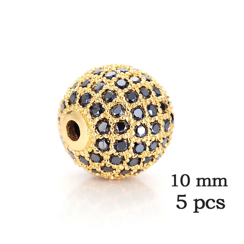 Gold-Black-10mm Neovivi, 5 шт./партия, медная Корона, бусины, Череп, леопард, распорка для шлема, CZ, микро проложенный кубический цирконий, разъем для изготовления ювелирных изделий - Цвет: Gold-Black-10mm