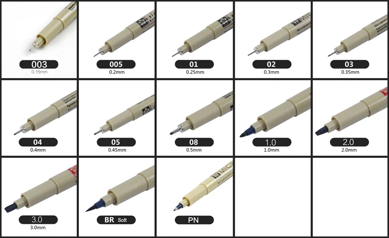 Sakura 13 различных размеров Pigma Micron набор игл ручка XSDK черный маркер кисть карандаш Карандаш для эскиза Рисование дизайн Манга комикс