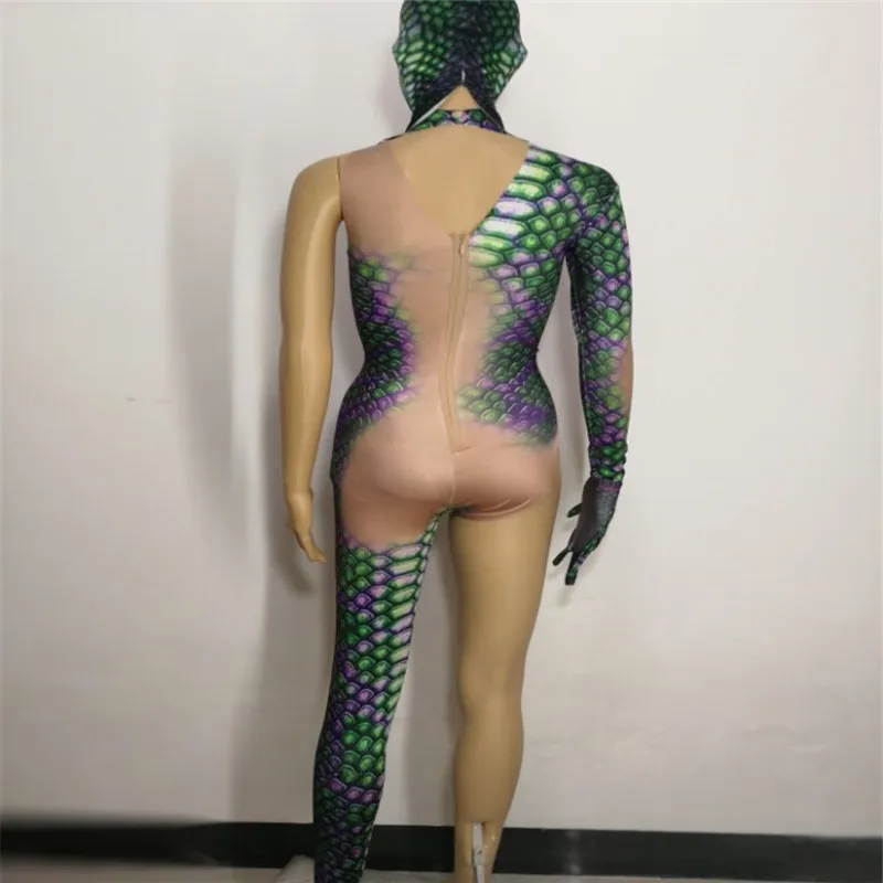 3D Snake printing Jumpsuit Men Women Horror Costume Bar Club Dance group Role performance costumes stage show leotard jumpsuit