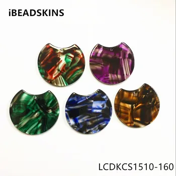 

New arrival! 37X30mm 50pcs/lot acetic acid imitate marble stripe round-shape charms for earring/Jewelry DIY(As shown)