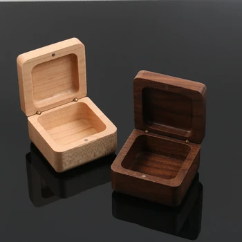 

Black walnut storage box square maple wood custom pendant ring box high-end marriage ring small box processing