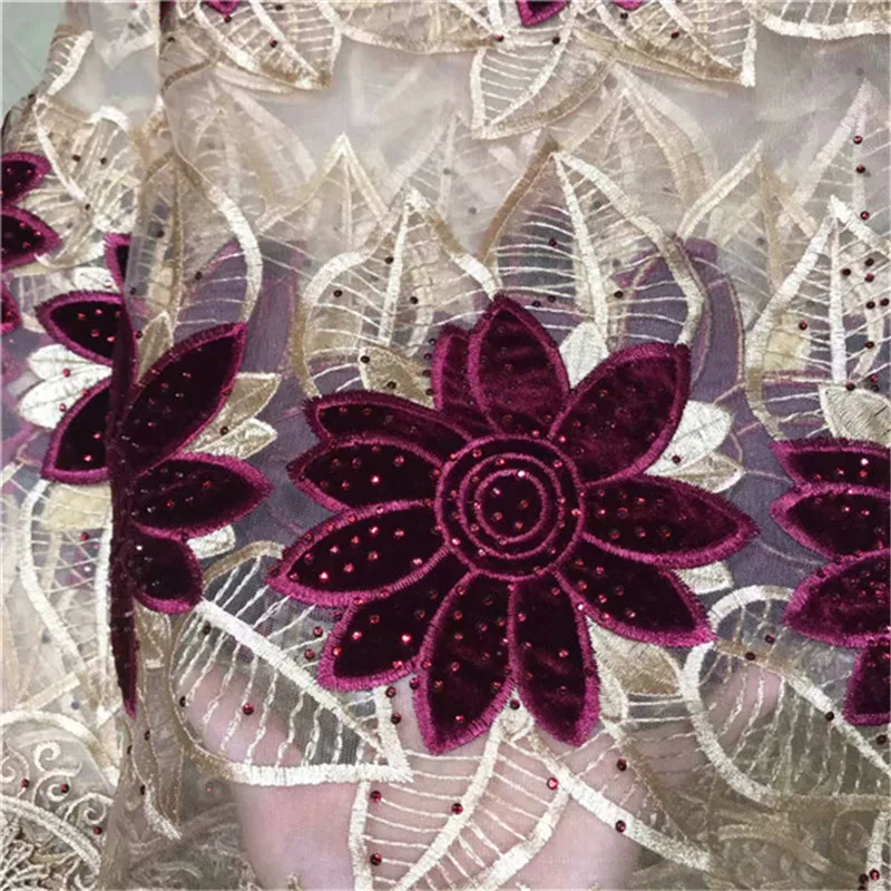 

2019 African Lace Fabric High Quality French Mesh Lace Fabric With Water soluble Nigerian velvet Lace Fabrics CDA205-1