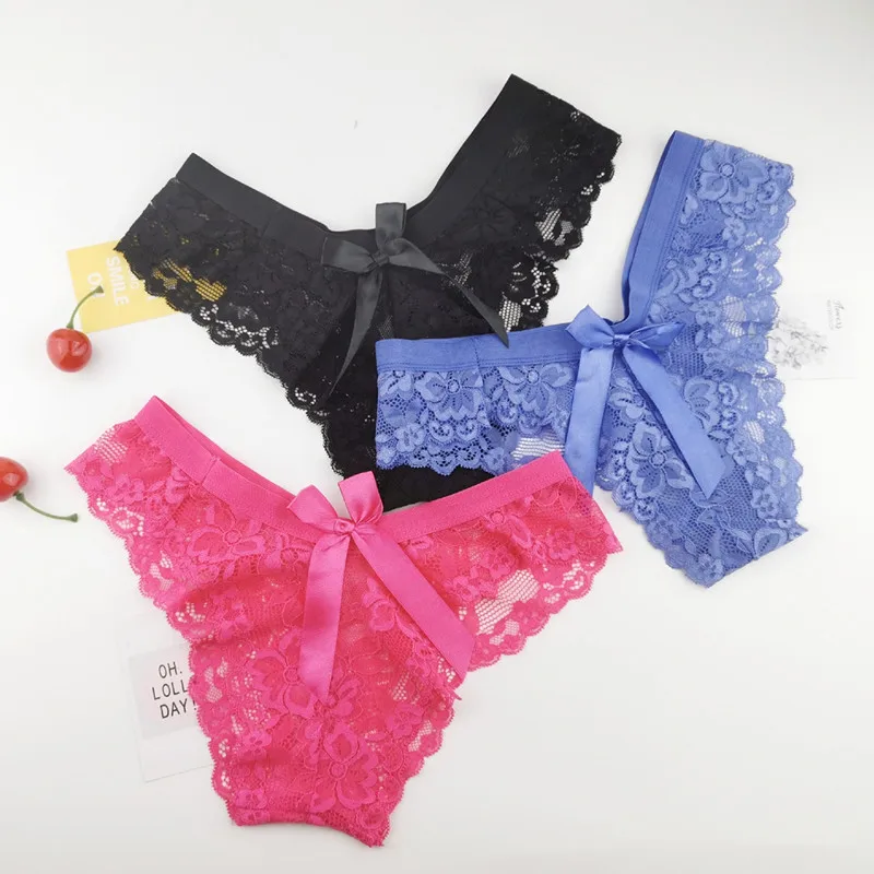 

3 Pairs Seamless Hollow Soft Cotton Woman Panties Briefs Underwear Elegant French Sexy Lace Panty Transparent Intimates Fashion