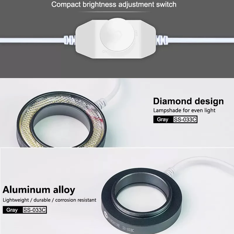 SS-033C Регулируемая яркость 36 светодиодный круглый свет + масло против ультрафиолетовых лучей дым пылезащитное зеркало для микроскопа Анти