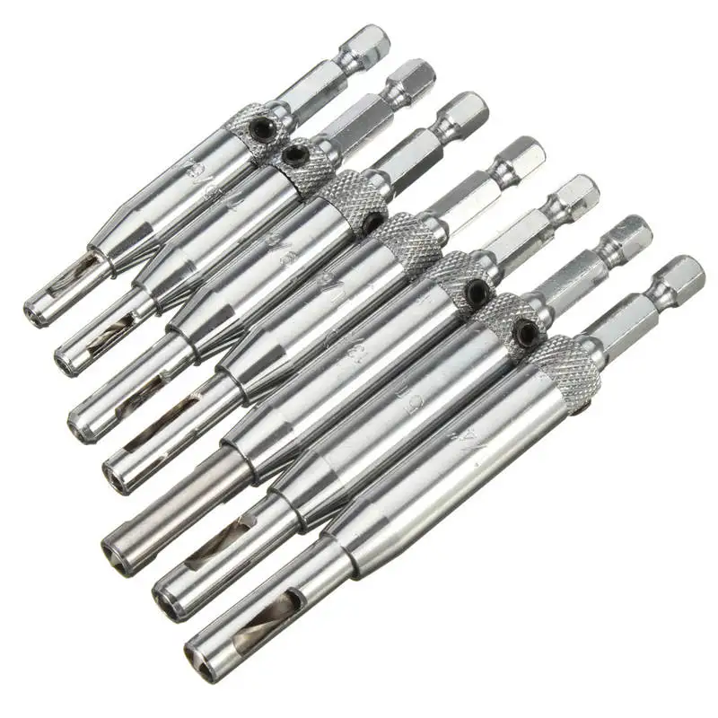 

High Working Efficiency 7PCS/set HSS Self Centering Window Door Hinge Twist Wood Tapper Drill Bits Tool Solid and Durable