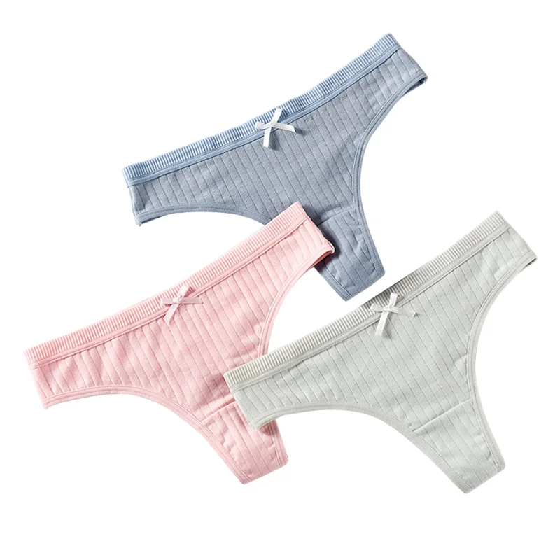 

Women Cotton Thong Sexy Panties Low Waist Underwear Seamless Panty Lingerie Female Bow g string lingerie sale items pink black