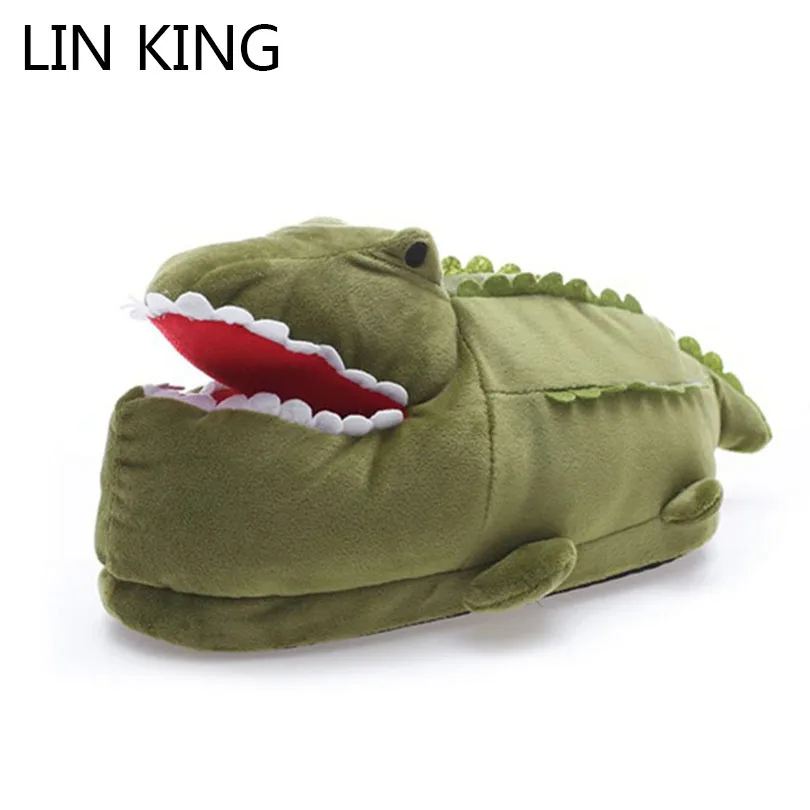 

LIN KING Crocodile Unisex Winter Indoor Slippers Women Men Warm Cotton Shoes Anti Slip Slip On Lazy Home Shoes For Lovers Couple