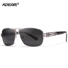 KDEAM стальные мужские солнцезащитные очки, поляризованные металлические черные прямоугольные солнцезащитные очки с зеркальным покрытием, фирменный чехол