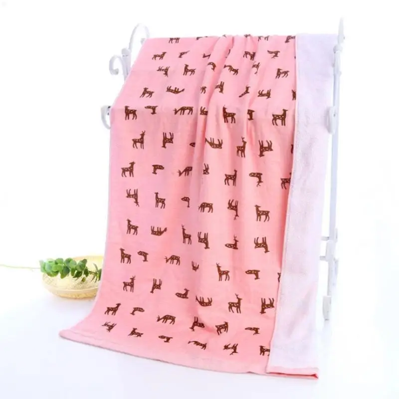 70*140cm Quick Dry Large 100 Cotton Christmas Deer Bath Towel Bath Gym